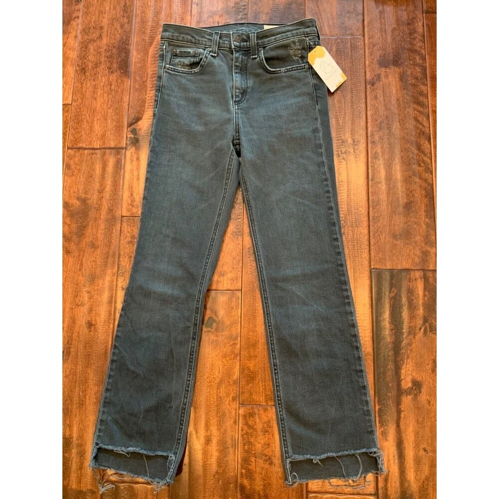 Rag & Bone Gray Medium Wash  "Clean Steele" Skinny Jeans With Raw Hems, Size 24